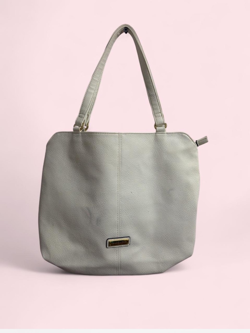 London Fog Pebbled Faux Leather Shoulder Tote in White Medium Size
